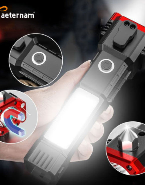 Power bank zoomable Custom Working Light Torch Car Emergency Hammer Led lantern Torch light Flashlights