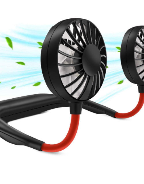 Rechargeable Portable Headphone Design Wearable Neckband Fan,3 Level Air Flow,7 LED Lights